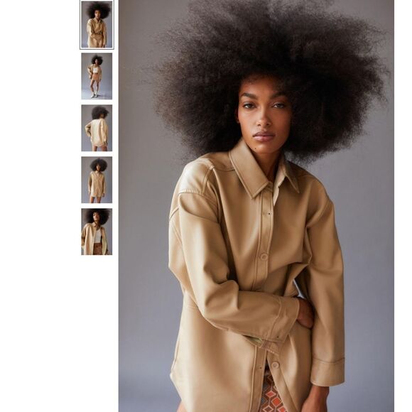 NIA Vegan Leather Sleek Shirt Jacket - Picture 1 of 5